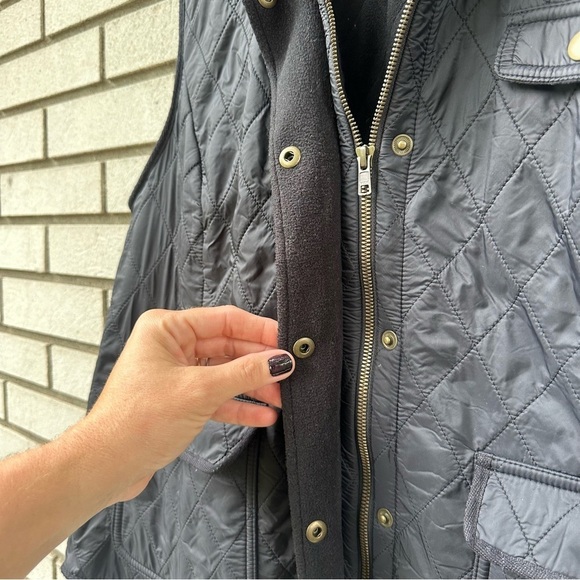Talbots Black Diamond Quilted Fleece-Lined Vest Full Zip Snap Adjustable Waist - Picture 5 of 10